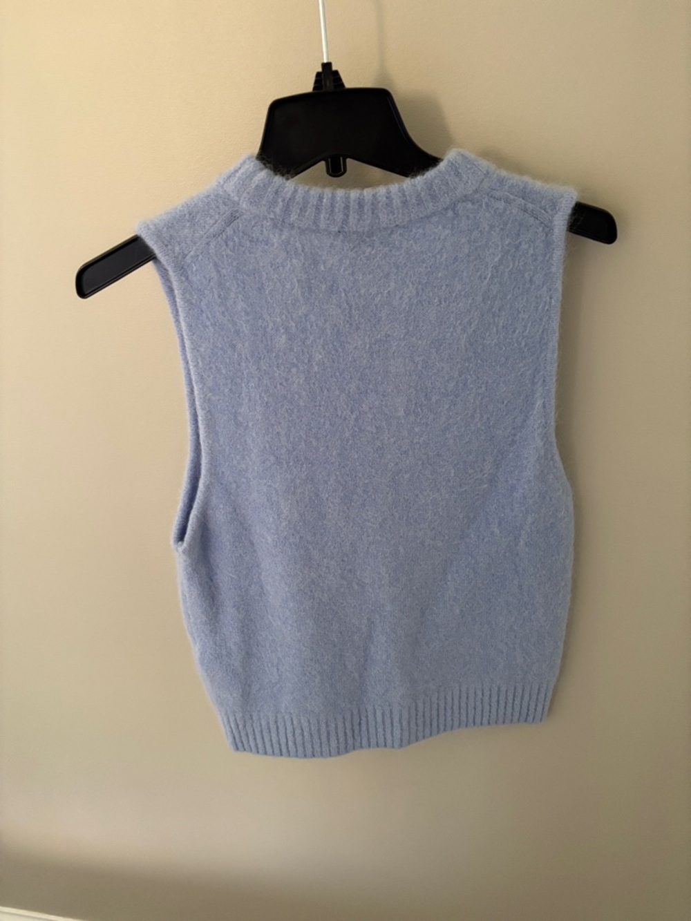 Ganni Powder Blue Fuzzy Knit Sleeveless Vest M - Picture 4 of 6